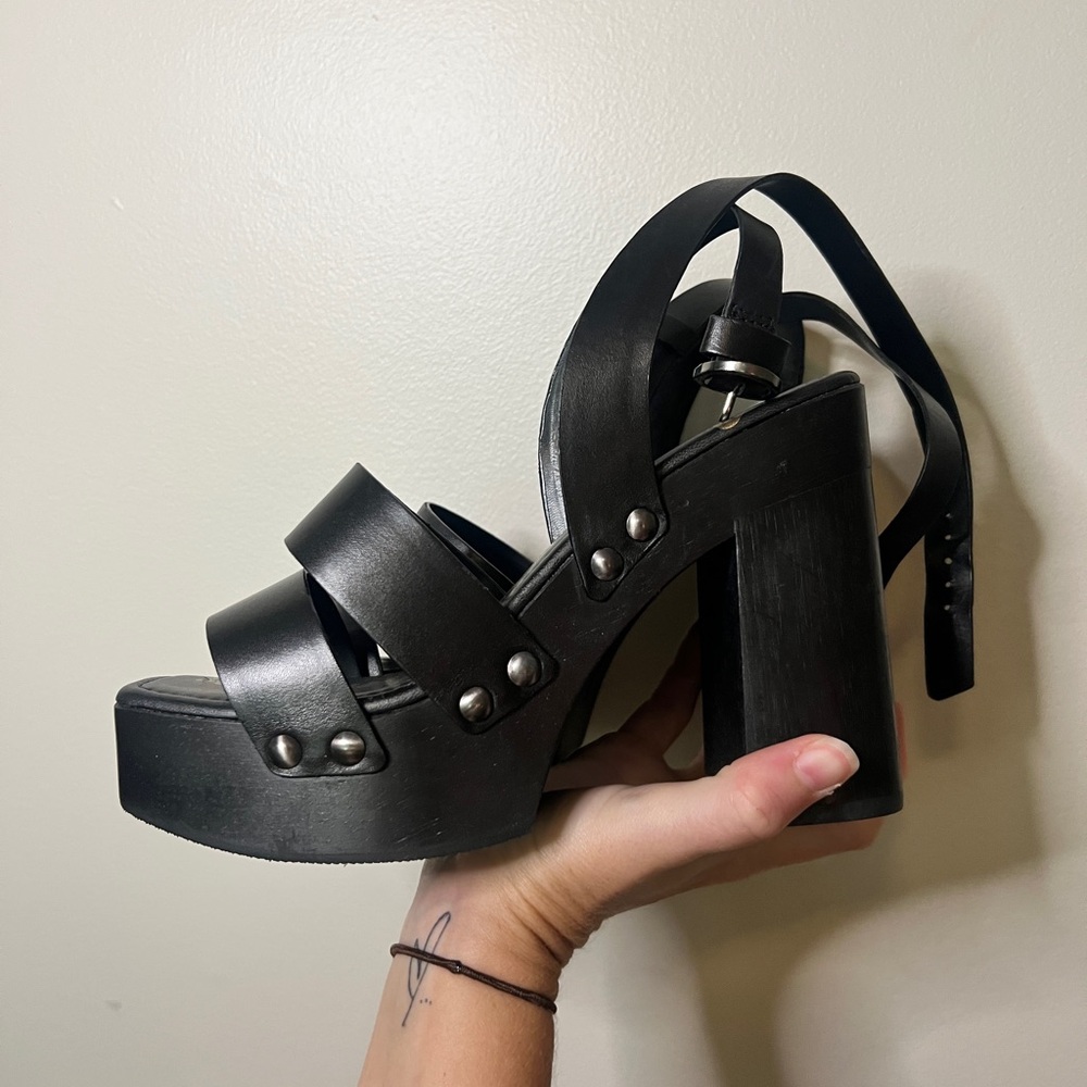 Sam Edelman Black Leather Platform Sandals